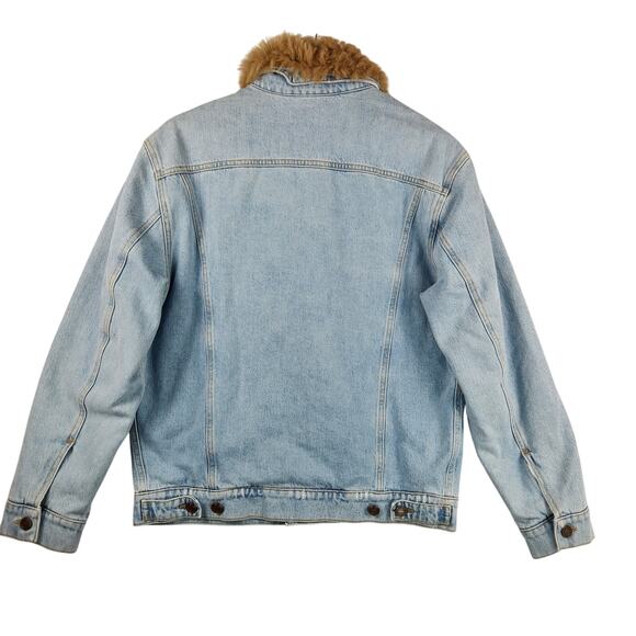 ERL Lamb’s Wool Detachable Collar LGHT Wash Denim Jacket Made in Italy $875 - Picture 5 of 16